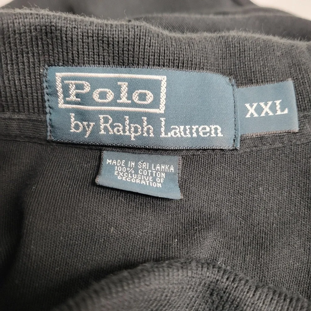 Polo Ralph Lauren Mens XXL‎ Black Long Sleeve Polo Shirt Embroidered Red Pony